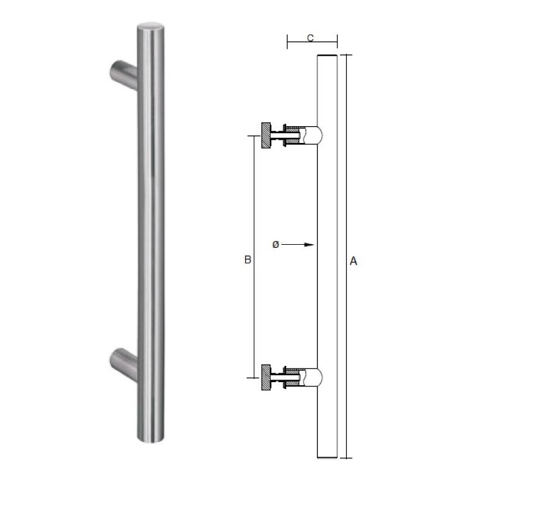 Picture of D4E DOOR LEVER STAINLESS STEEL 316SS - H/T LEVER 300X200X25 