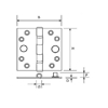 Picture of DX VH BALL BEARING HINGE 76X76 MM STAINLESS STEEL RIGHT ANGLES