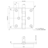 Picture of BALL BEARING HINGE ROUNDED 3" (76X76X2.5) BLACK