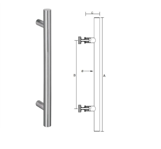 Picture of D4E DOOR LEVER STAINLESS STEEL 316SS - H/T LEVER 300X500X32