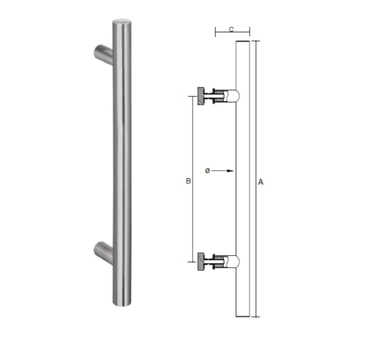 Picture of D4E DOOR LEVER STAINLESS STEEL 316SS - H/T LEVER 300X500X25