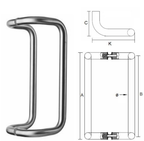 Picture of D4E DOOR LEVER STAINLESS STEEL 316SS - D- LEVER 300X332X32