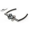 Picture of D4E STAINLESS STEEL DOOR LEVER FIXED TURNABLE ON ROSETTE KL4 CURVE DESIGN