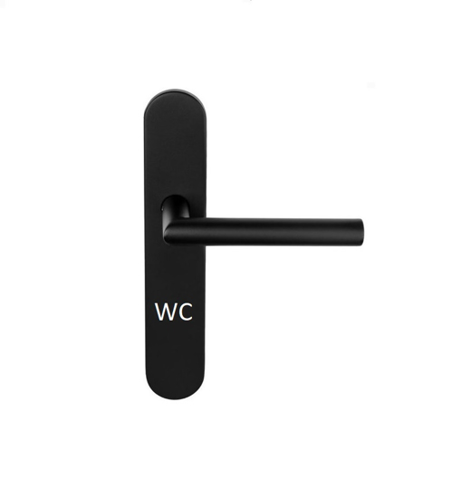 Picture of D4E DOOR LEVER ON SHIELD 45X245 STAINLESS STEEL BLACK WC63 L-19MM LEFT