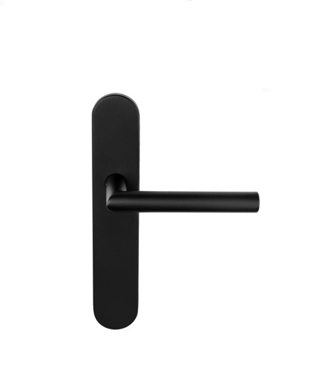 Picture of D4E DOOR LEVER ON SHIELD 45X245 STAINLESS STEEL BLACK BLIND L-19MM L/R