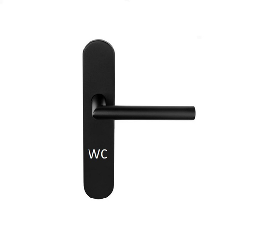 Picture of D4E DOOR LEVER ON SHIELD 45X245 STAINLESS STEEL BLACK WC63 L-19MM RIGHT