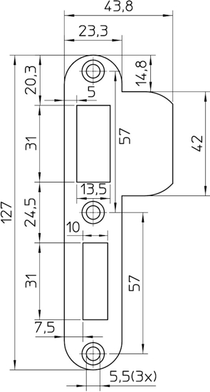 Afbeeldingen van SLUITPLAAT RVS P1279/U DR2