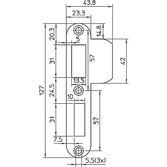 Afbeeldingen van SLUITPLAAT RVS P1279/U DR1