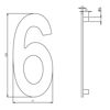 Afbeeldingen van INTERSTEEL HUISNUMMER 6 150MM RVS GEBORSTELD