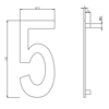 Afbeeldingen van INTERSTEEL HUISNUMMER 5 150MM RVS GEBORSTELD