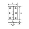 Picture of DX NARROW HINGE 30X26 MM GALVANIZED FIXED BRASS PIN