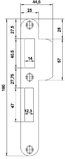 Afbeeldingen van P 4920/12/U DR.2+4 BULK PER 10 SLUITPLAAT, STAAL VERZINKT 25X190MM AFGEROND, BULKVERPAKKING, PER 10 STUKS VERPAKT, DR 2+4.