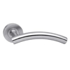 Picture of doorlever arched on spring-loaded steel frame with cams ø53X8MM stainless steel EN190