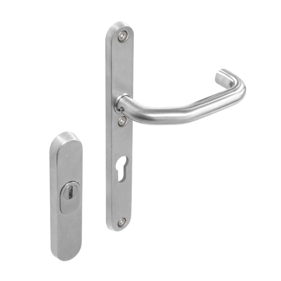 Picture of SKG3 OVAL ESCUTCHEON CORE PROTECTION WITH NARROW ESCUTCHEON/HANDLE PC72MM STAINLESS STEEL