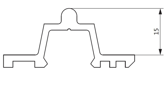 Afbeeldingen van GU LOOPRAIL HEFSCHUIF P1542 ENKELVOUDIG SCHROEFBAAR GEANODISEERD H=15 (P/MTR)