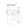 Picture of MORTISE LOCK, FRONT PLATE ROUNDED WHITE LACQUERED, 20X174, BACKSET 50MM
