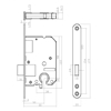 Picture of HOUSING CONSTRUCTION CYLINDER LOCK 55MM, FRONT PLATE ROUNDED STAINLESS STEEL, 20X174, DOOR
