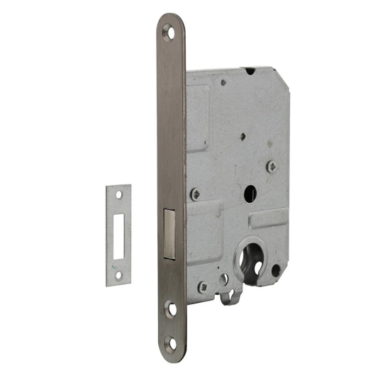 Picture of HOUSING CONSTRUCTION CYLINDER LOCK 55MM, FRONT PLATE ROUNDED STAINLESS STEEL, 20X174, DOOR