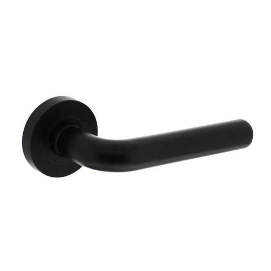 Picture of DOORLEVER AGATHA ON ROUND ROSETTE 53X8MM WITH LUGS MATT BLACK