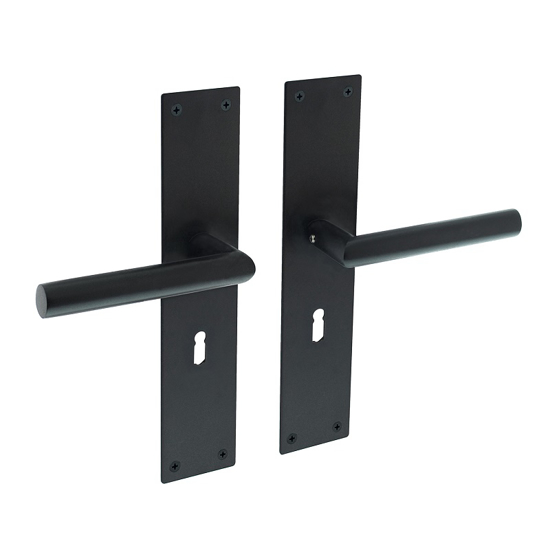 Picture of DOORLEVER JURA STRAIGHT 90° WITH SHIELD 250X55X2MM KEYHOLE 56MM BLACK