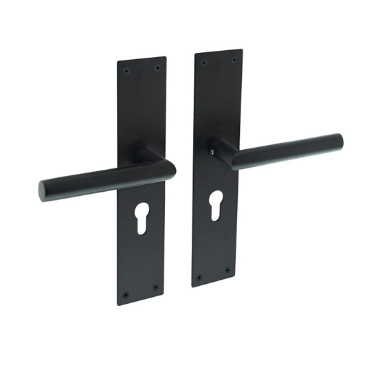 Picture of DOORLEVER JURA STRAIGHT 90° ANGLE WITH SHIELD 250X55X2MM PROFILE CYLINDER HOLE