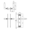 Picture of DOORLEVER TON BASIC WITH SHIELD GROOVE 235X43X5MM KEYHOLE 56MM NICKEL