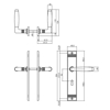 Picture of DOORLEVER TON BASIC WITH SHIELD GROOVE 235X43X5MM KEYHOLE 56MM MATT NIK