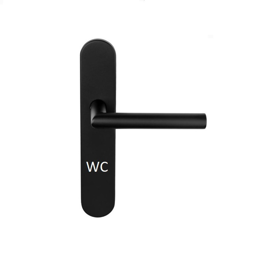 Picture of D4E DOOR LEVER ON SHIELD 45X245 STAINLESS STEEL BLACK WC72 L-19MM RIGHT